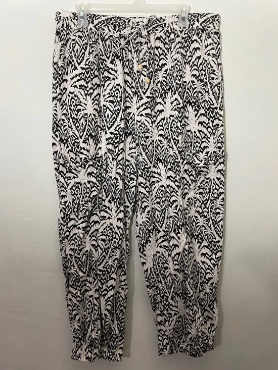 Panama Jack Black & White Patterned Linen Jogger Pants XL - Picture 1 of 9